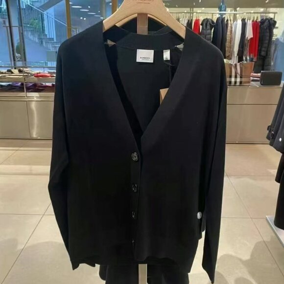NWT Authentic BURBERRY Wool Cardigan BLACK - Picture 1 of 5